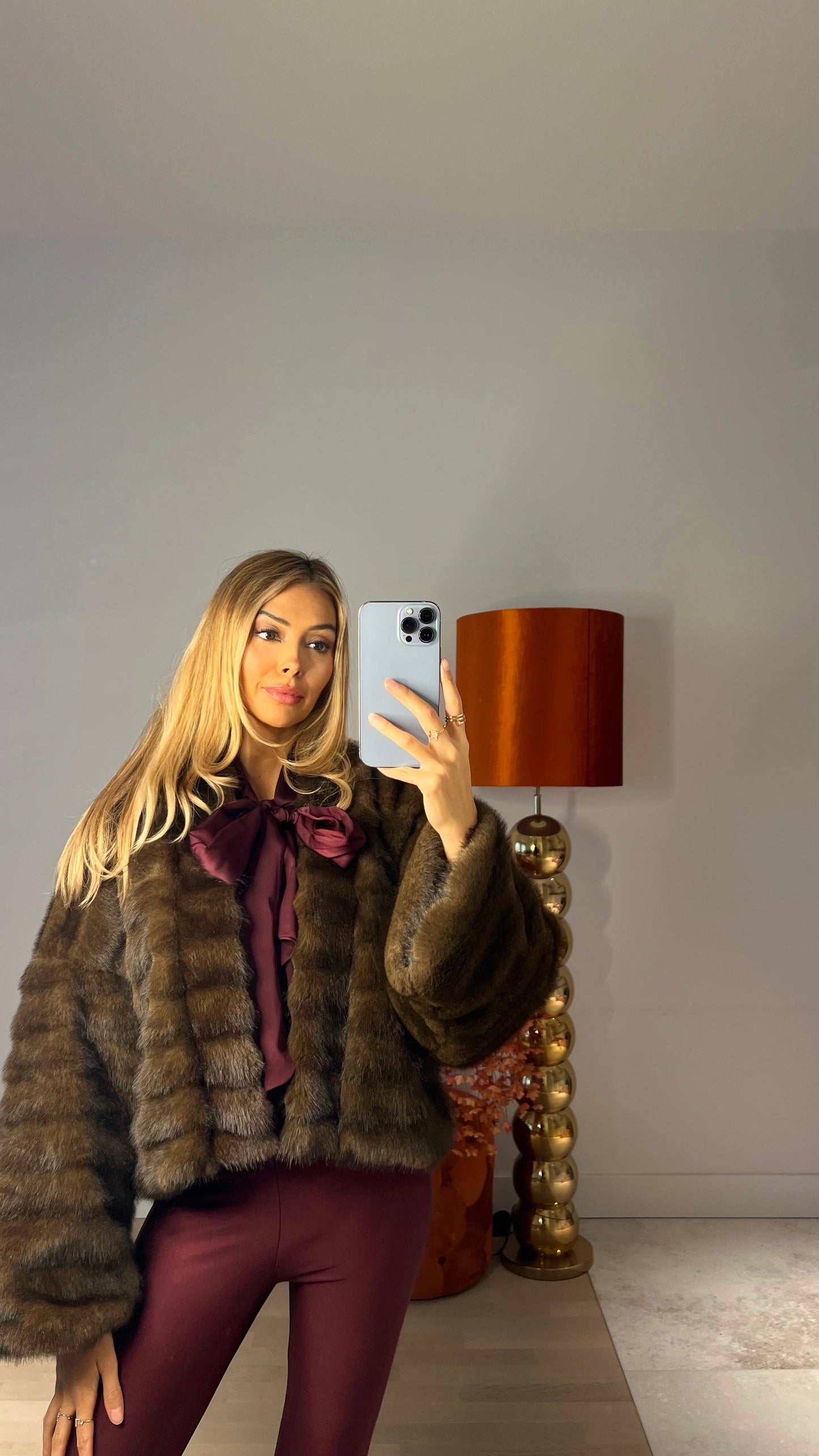 That's Luxe Faux Fur Coat Brown
