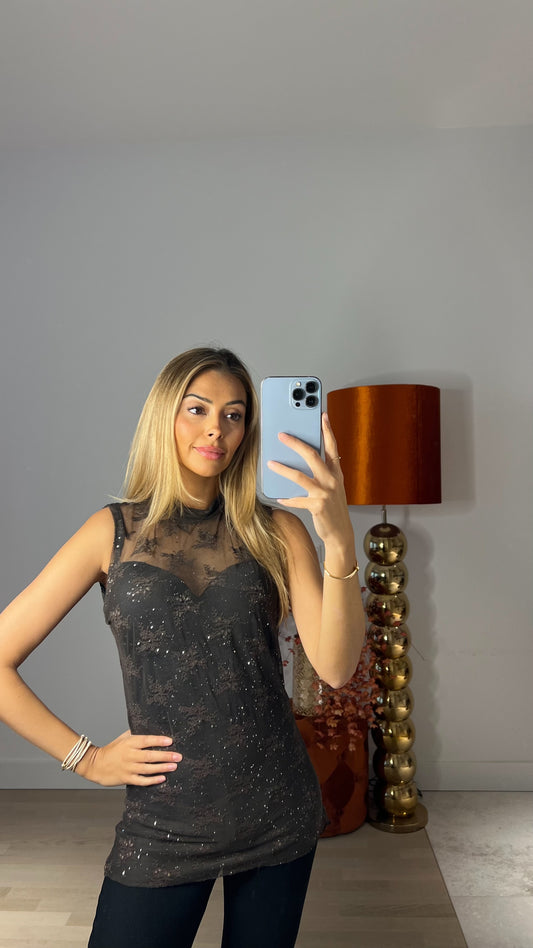 Fav Sparkle Top Brown