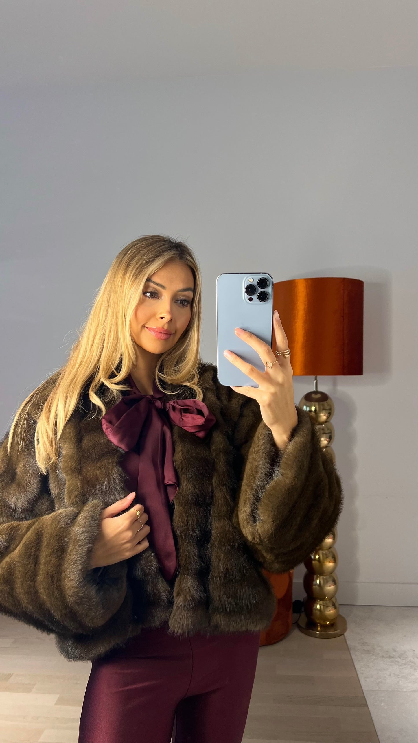 That's Luxe Faux Fur Coat Brown