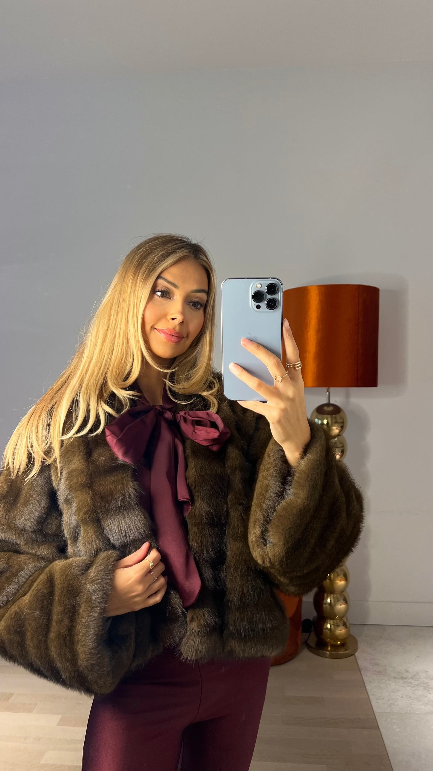 That's Luxe Faux Fur Coat Brown