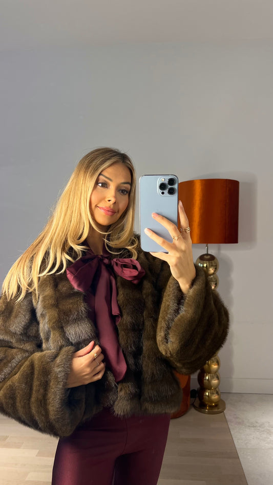 That's Luxe Faux Fur Coat Brown