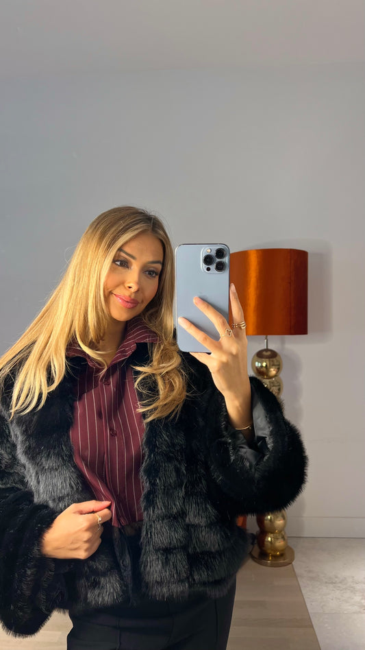 That's Luxe Faux Fur Coat Black
